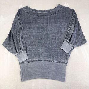 We the Free Blouse Women’s M Gray Oversized Thermal Slouchy Lagenlook